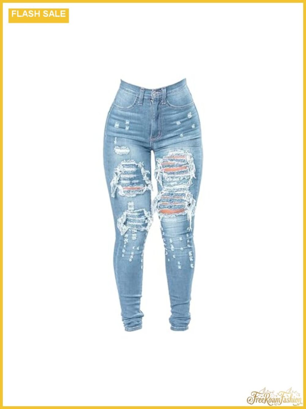 High Waist Plus Size Skinny Ripped Jeans Stretch Denim Pants
